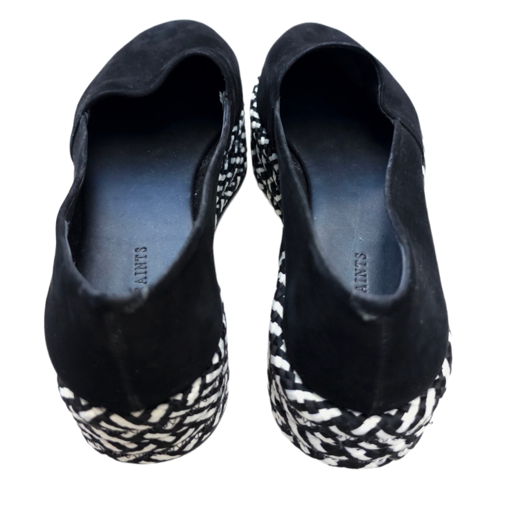 All Saints Bora Braided Platform Emo Goth Black Suede Almond Toe Loafers 6.5 - Picture 5 of 12